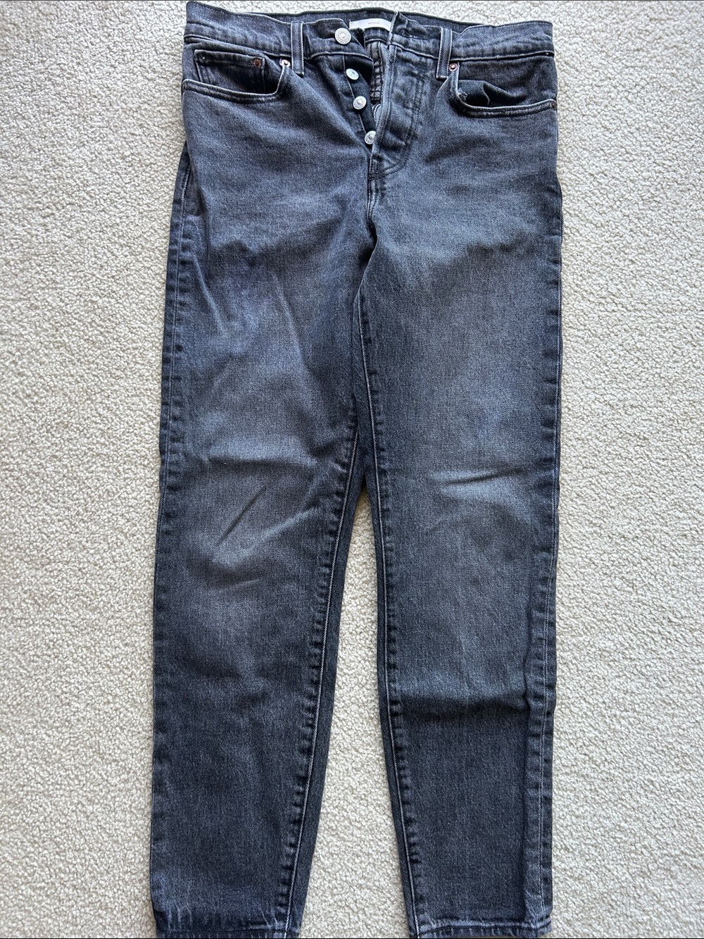 Levi's Women's High-Rise Washed Black Button-Fly Jeans
